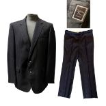 A collection of vintage men's suits circa 1980 to include a Christian Dior Monsieur pin-stripe