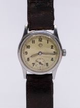 A Swiss gents ‘GMT’ 1940's 15 jewels GMT military wristwatch, comprising a signed silvered round