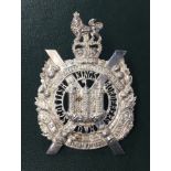 A good quality vintage Scottish sterling silver officer’s cap badge for the Kings Own Scottish