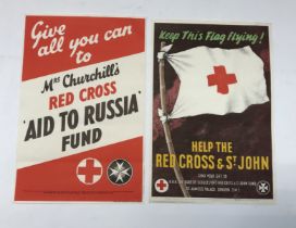 2 original WW2 era Red Cross campaign posters, both circa 1941. Both posters are appeals for