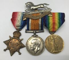 A 1915 Star trio, awarded to 23340 Pte D. Ham of the 3rd Hussars. To include: the 1915 Star, British