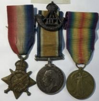 A 1914 Star trio, awarded to 11267 Pte Ernest Nichol of the 2nd Battalion Durham Light Infantry.