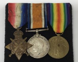 A WW1 1914 Star trio, awarded to 9669 Pte Albert Ward of the 1st Notts & Derby Regiment (Sherwood