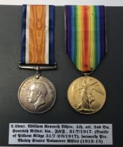 A WW1 officer’s casualty pair, awarded to 2nd Lt William Kenneth White of the 4th, attached to the