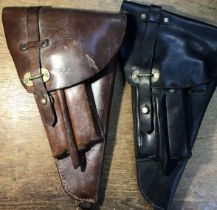 2 WW2 era Swedish holsters for the M40 Husqvarna Lahti service pistol, one with fitted tools, and