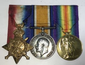 British Military WW1 1914 trio to 8369 Pte A.E Chesterton of the Lincolnshire Regiment. (Mounted