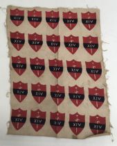 A scarce WW2 era unused strip of 14th Army screen printed formation signs. Heavy cotton fabric