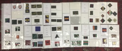 12 double sided album pages, containing modern embroidered British regimental / divisional