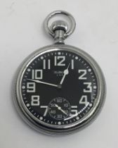 A military issue Waltham USA Premier open faced pocket watch, circa 1940,  comprising a signed black