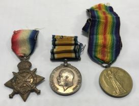 A WW1 1914 Star trio, awarded to 3-2573 Sjt W.Vaughan of the 1st Hampshire Regiment. To include: the