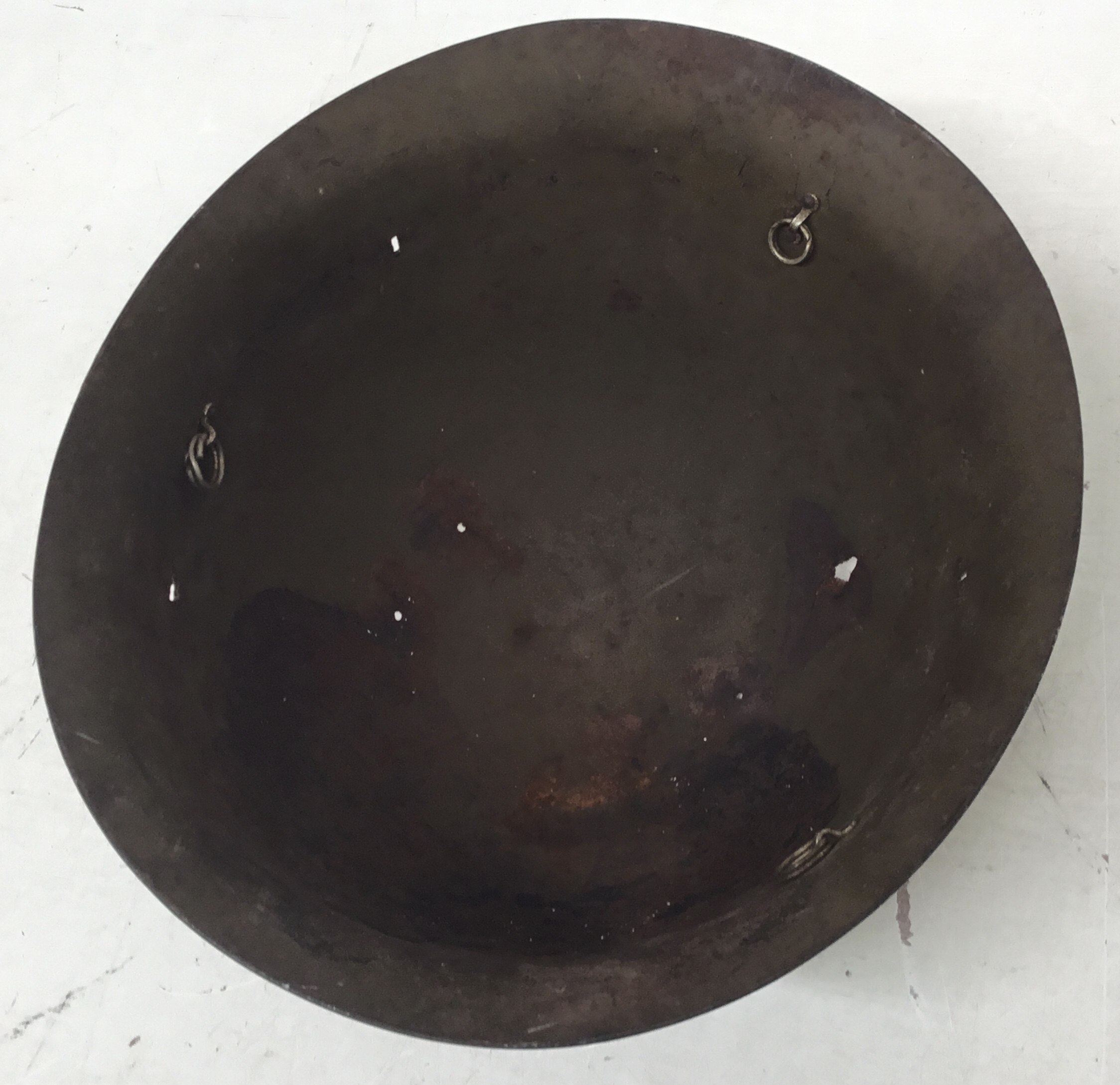A WW2 era Japanese type 90 battle damaged steel helmet. A semi relic piece, with just the shell - Image 8 of 9