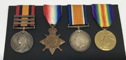 A Boer War and WW1 1915 Star trio group, awarded to 15900 Pte John Turner of the RAMC. To include: