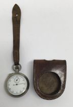 A WW1, 1914 dated military issued MKII stopwatch, with original leather case. Made by W.Ehrhardt