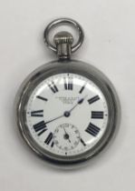 A WWI / WW2 military issue A.W.W Co Waltham mass USA open faced pocket watch, comprising a signed