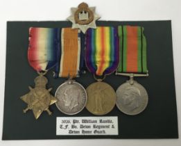 A WW1 1915 Star trio, and WW2 Defence Medal, awarded to 3926 Pte William Rundle of the Devon