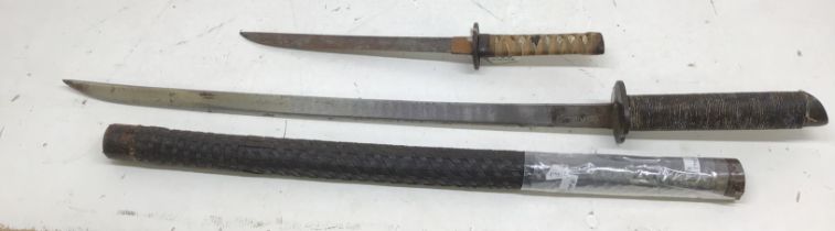 Japanese Tanto Dagger with Period imitation Katana with heavy metal blade. Tanto Dagger has