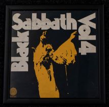 Black Sabbath Volume 4 signed album sleeve by Tony Iommi. In Frame.