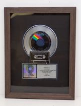 Elton John - Rare RIAA - Original Sales award for Island Girl. Single and Cassette - Presented to