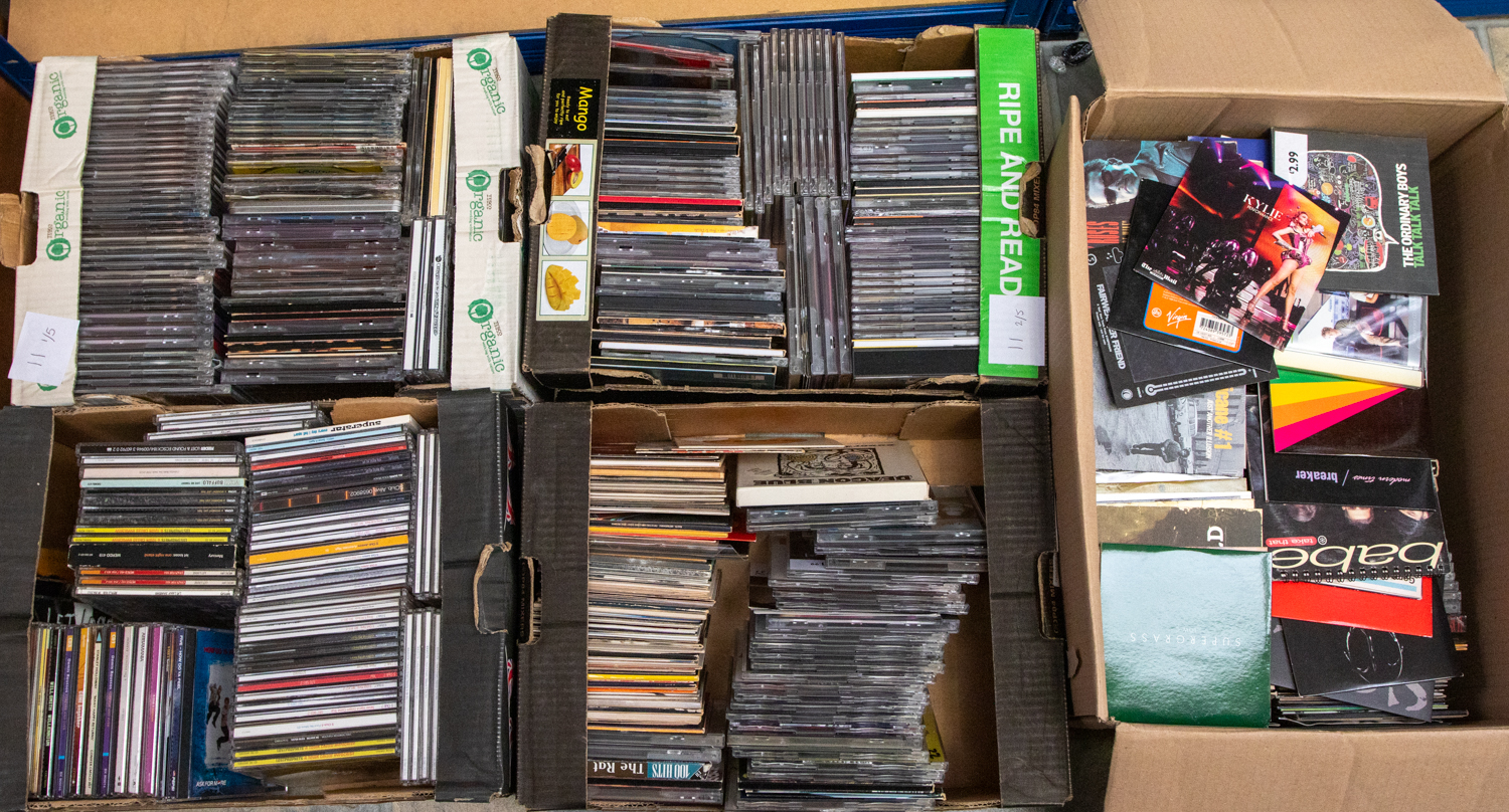 Boxes of CDs, mostly singles/Indie/ Pop/ 90s onwards, approx. 1,000 (5 boxes) Including Robbie - Image 2 of 3