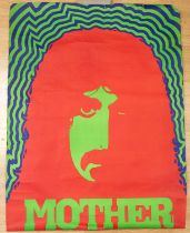 Frank Zappa - Mother large Psychedelic Colour original vintage poster It measures approx 35 inches