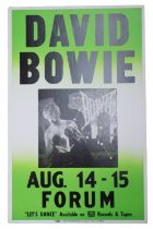 David Bowie Colby Poster Printing Co Original Poster / Board - Aug 14-15 - Lets Dance 1983 Forum