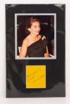 Maria Callas Signed `Thank You so much!` - Mounted with a colour picture It measures approx 11 x