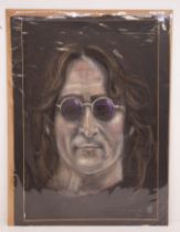 John Lennon Pastel Drawing ( chalk ) original  It measures 31.5 inches by 23 inches. ( The Beatles )