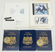 Memorabilia promotional items of Tina Turner - Press pack and 3 x Foreign affair passport pack