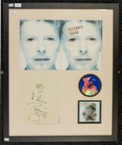 David Bowie - Outside Tour 1995 unique Signed / Autographed Display. This fantastic framed