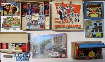 Toys: A boxed Space Patrol Walkie Talkie, Made in England, original box; together with a boxed Dan