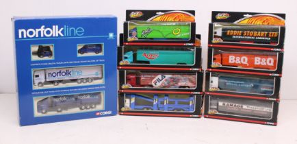 Corgi: A collection of eight boxed Corgiwheelz vehicles. Together with a boxed Norfolk Line set