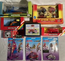 Britains: A collection of assorted Britains farm vehicles and accessories to include: Junior Farm