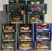 Corgi: A collection of assorted Corgi Mini Cars to include: 40th Anniversary Cooper 04505 and Mini