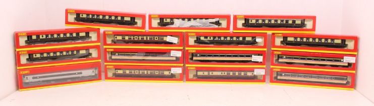Hornby: A collection of fifteen boxed Hornby, OO Gauge coaches to comprise: R4143, R4144, R4145,
