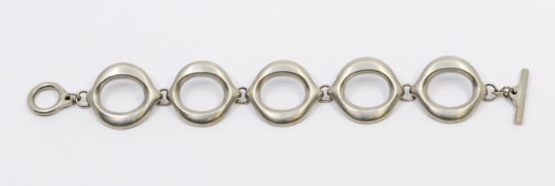 Jorgen Jensen- a Modernist Danish pewter bracelet, comprising open organic links with a brushed
