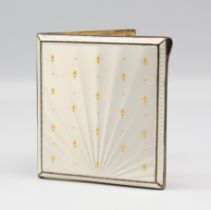 An Art Deco style George VI stylish silver gilt and enamel cigarette case, having crisp guilloche