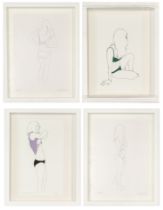 Four signed Natasha Law prints of female form, titled Straps (1) and Straps (2), both no. 1/6, all