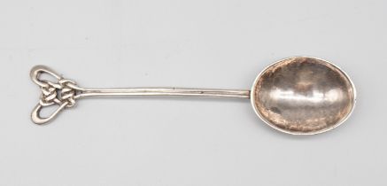 Woodward & Withers - a scarce Arts & Crafts silver spoon, of stylised form, having planished bowl