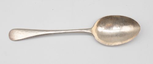 George Laurence Connell - an Arts & Crafts style silver tea spoon, of plain design with planished