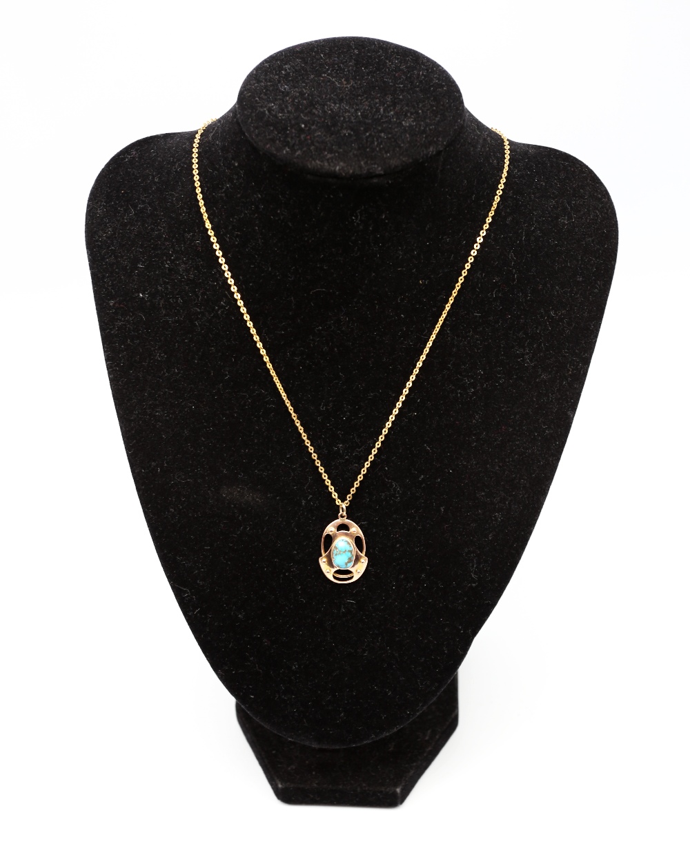 An early 20th century Liberty Style Jugendstil / Art Nouveau 9ct gold and turquoise pendant, with - Image 2 of 6