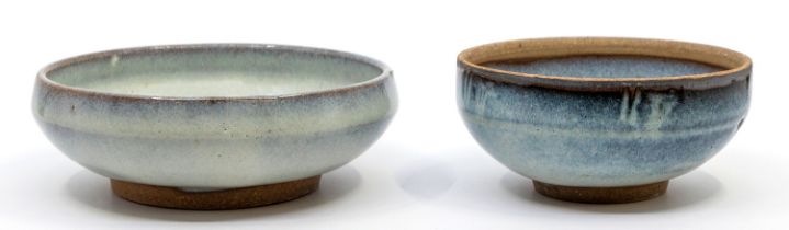 Abuja pottery, Nigeria 2 small bowls with pale blue glaze. Diameters approx 14cm & 11cm. Both