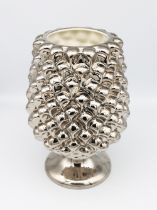 Christian Dior: an Ananas ceramic trophy vase in a platinum metallic lustred finish, circa. 1970-