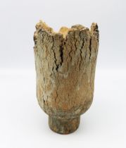 Studio pottery, naturalistic bark style double walled vessel, height 23cm. Marked 6088 1970x194