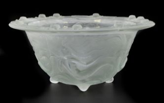 Large Joseph Inwald Barolac Czech art glass Mermaid bowl. Diameter approx 32cm, height approx 15cm.