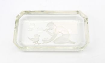 In the manner of Heinrich Hoffmann - an Art Deco Czech glass pin tray of long octagonal form, with