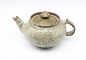 Abuja Pottery,  Nigeria globular teapot in shades of grey and green. Height approx 11cm. Minor