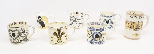 A collection of mixed 20th century commemorative mugs designed by Richard Guyatt to include;