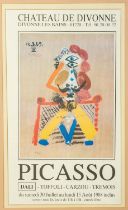 Pablo Picasso exhibition poster 'Chateau De Divonne' 1988. Main image dated 12.3.69 and numbered 8/