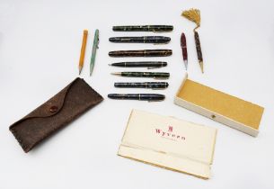 A collection of 20th century pens to include; a Wyvern Prefect, a Conway Stewart 14ct gold nib "