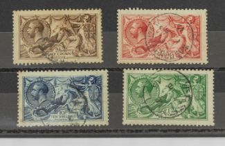 GB - KGV 1913 Seahorse set of 4 all fine used , .All Superb in appearance , the 10/- just short of a